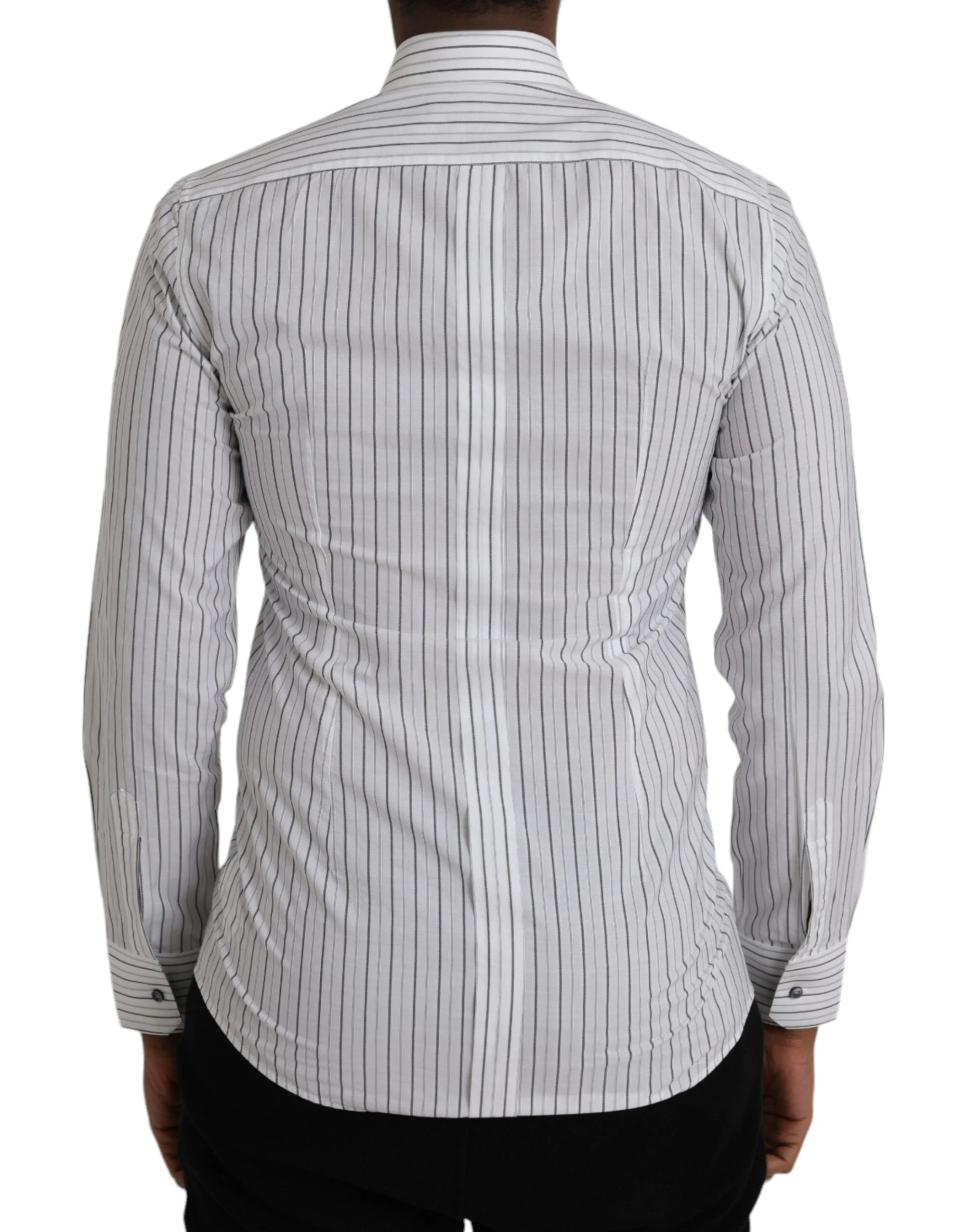 Dolce & Gabbana Black White Striped Formal Dress GOLD Shirt - IT38 | XS - Shirts