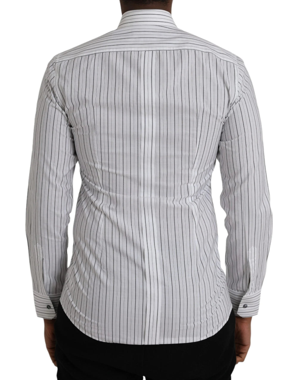 Dolce & Gabbana Black White Striped Formal Dress GOLD Shirt - IT38 | XS - Shirts