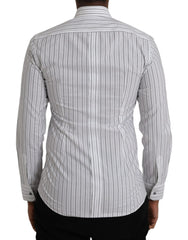 Dolce & Gabbana Black White Striped Formal Dress GOLD Shirt - IT38 | XS - Shirts