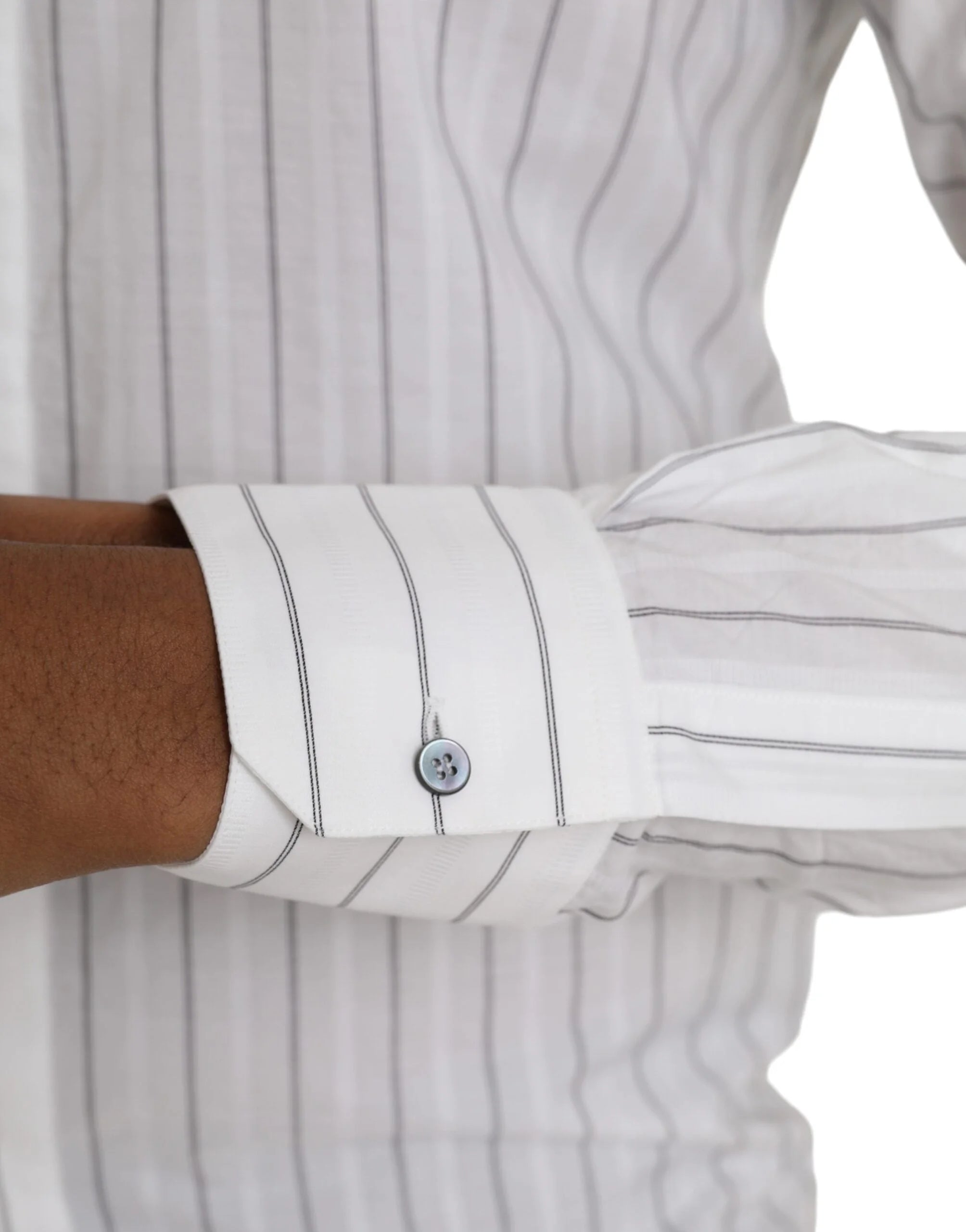 Dolce & Gabbana Black White Striped Formal Dress GOLD Shirt - IT39 | S - Shirts