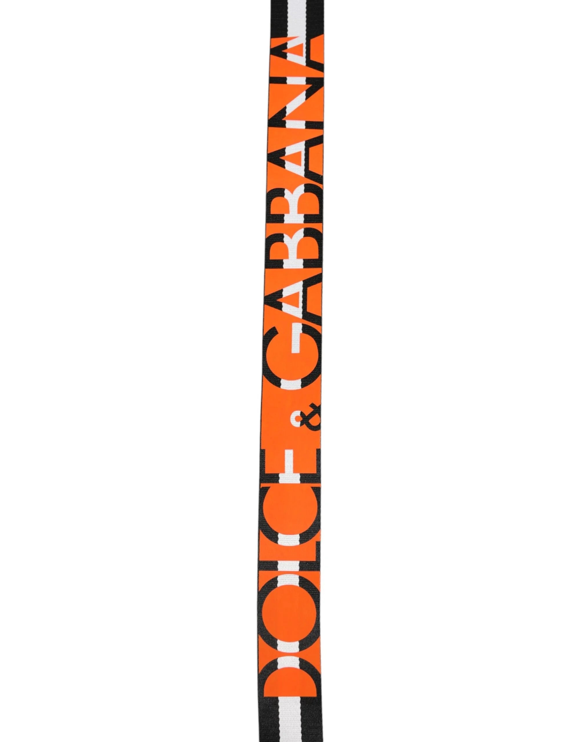 Dolce & Gabbana Black White Striped Logo Metal Buckle Belt - Belts