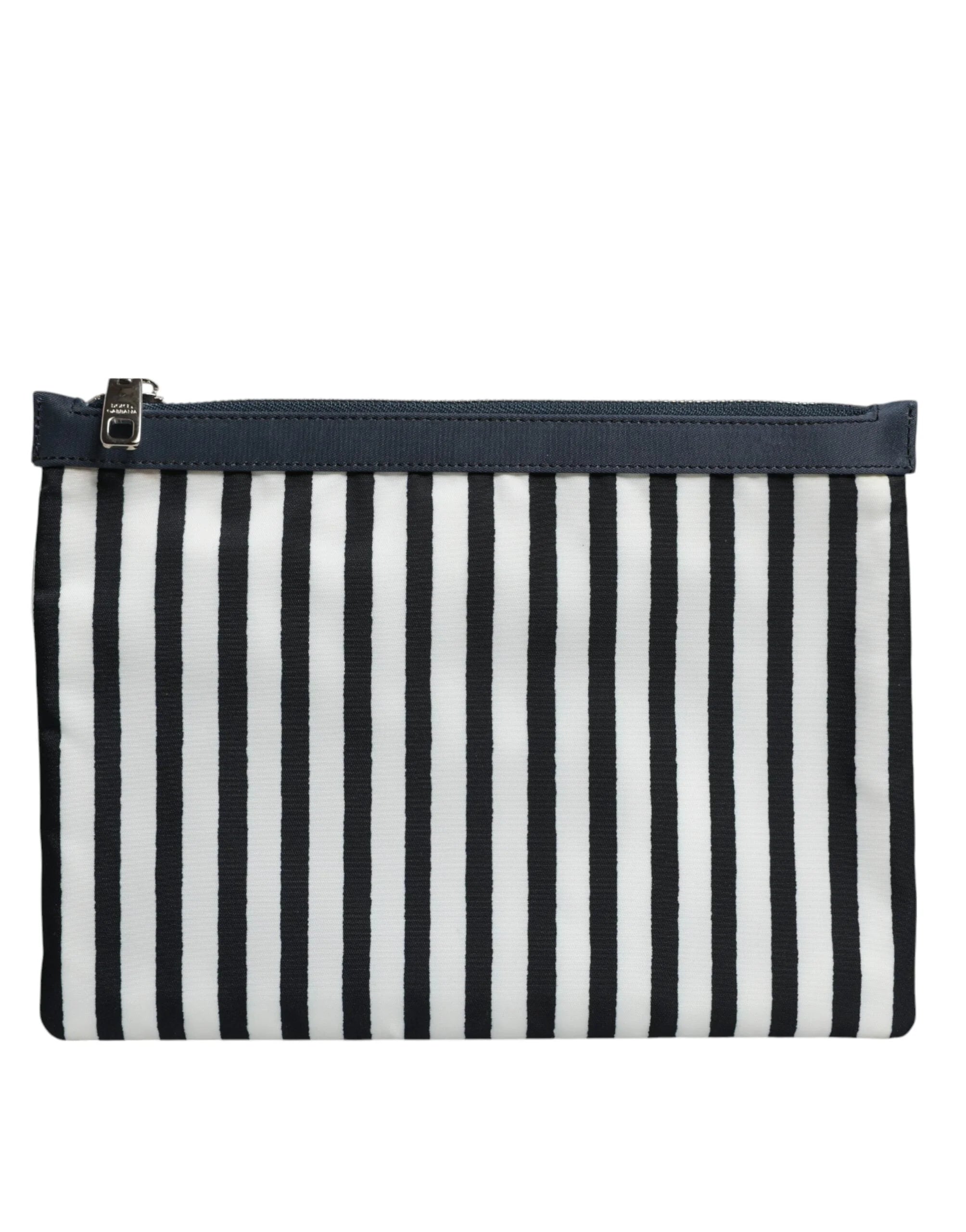 Dolce & Gabbana Black White Striped Logo Plaque Clutch Borse Pouch Bag - Clutch Bags