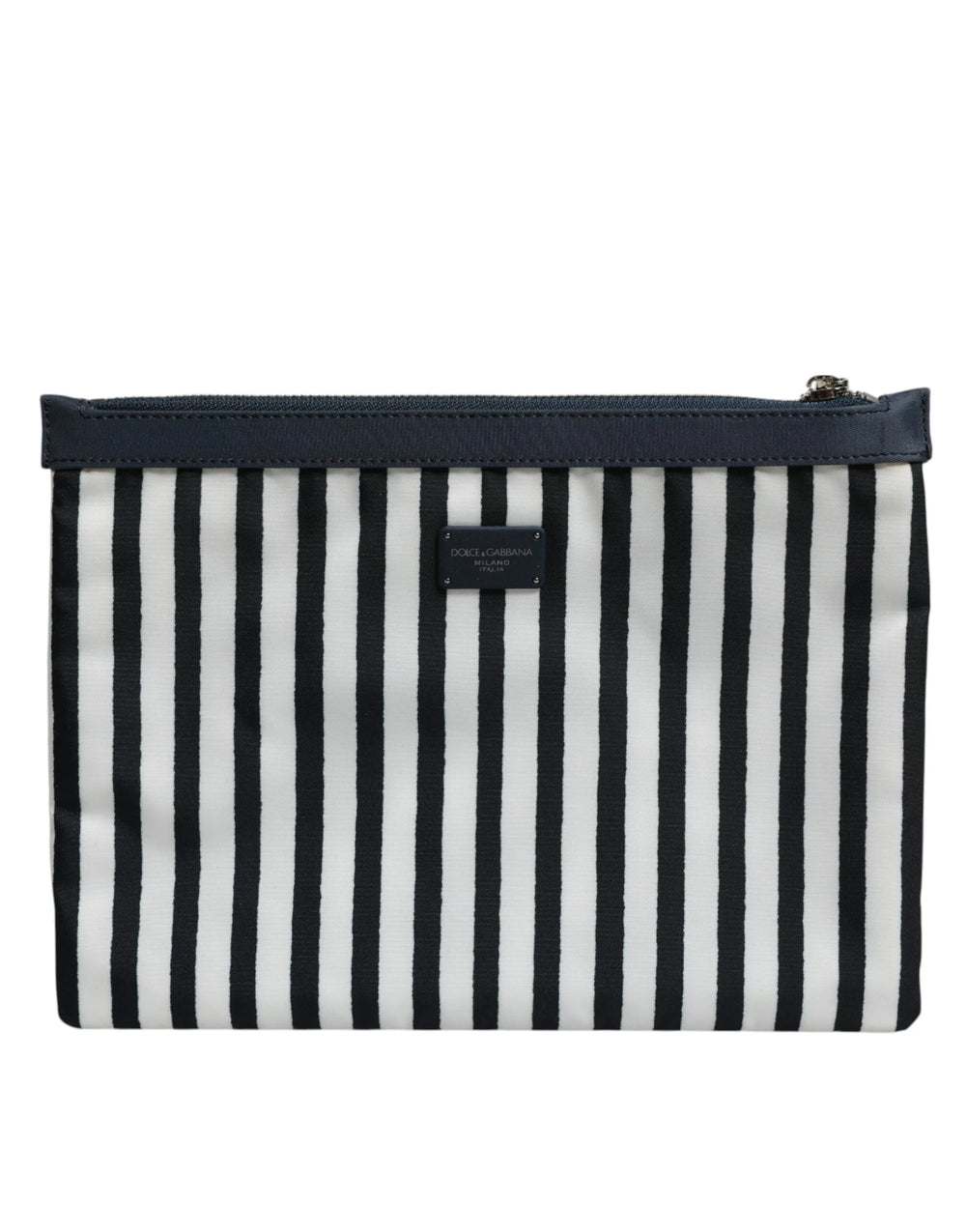 Dolce & Gabbana Black White Striped Logo Plaque Clutch Borse Pouch Bag - Clutch Bags