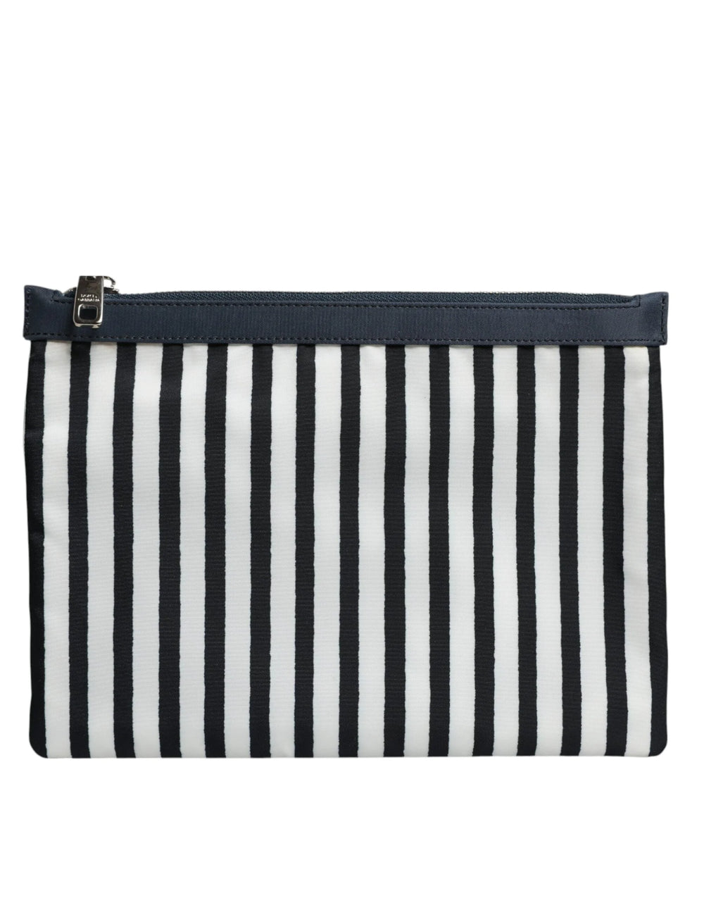 Dolce & Gabbana Black White Striped Logo Plaque Clutch Pouch Bag - Clutch Bags