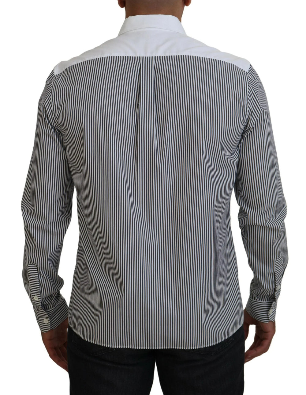 Dolce & Gabbana Black White Striped Printed Casual Cotton Shirt - IT41 | L - Shirts