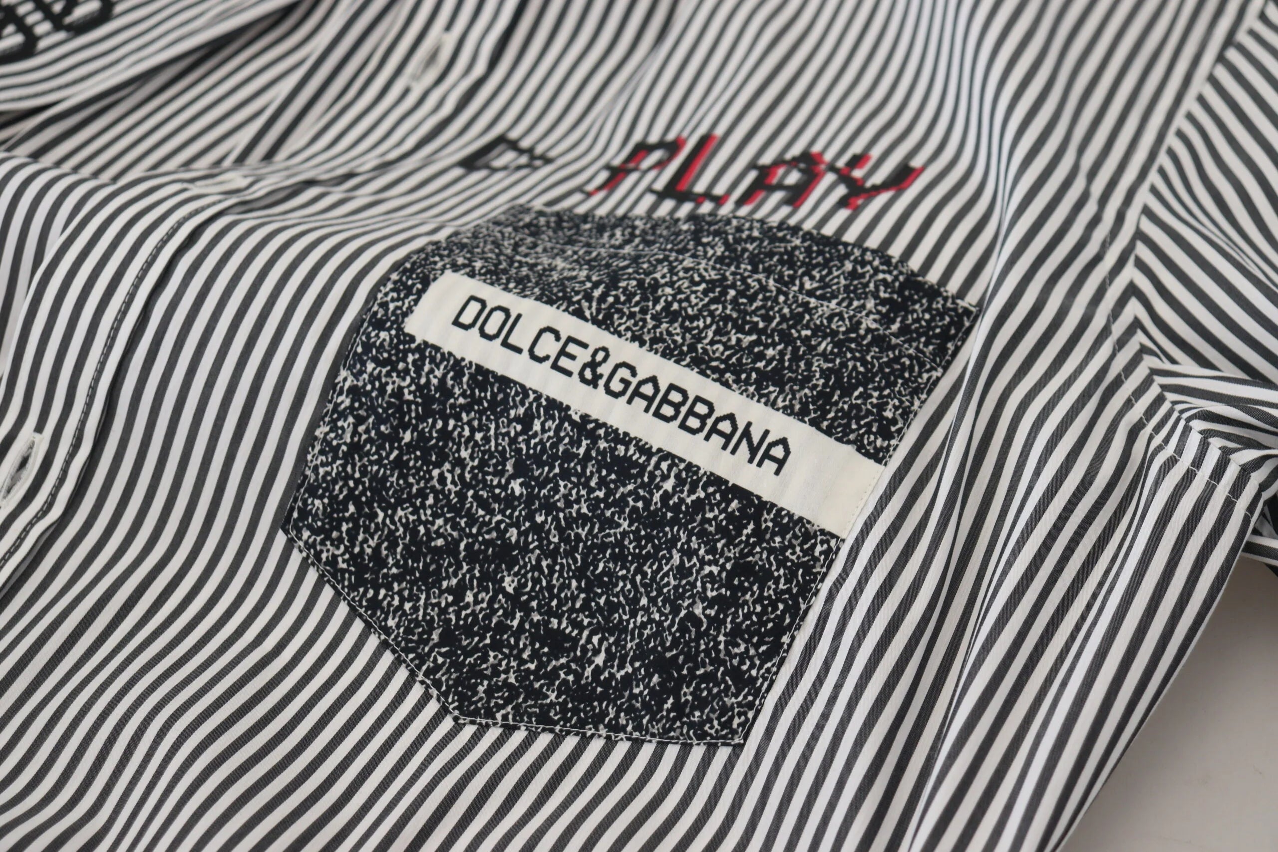 Dolce & Gabbana Black White Striped Printed Casual Cotton Shirt - IT41 | L - Shirts