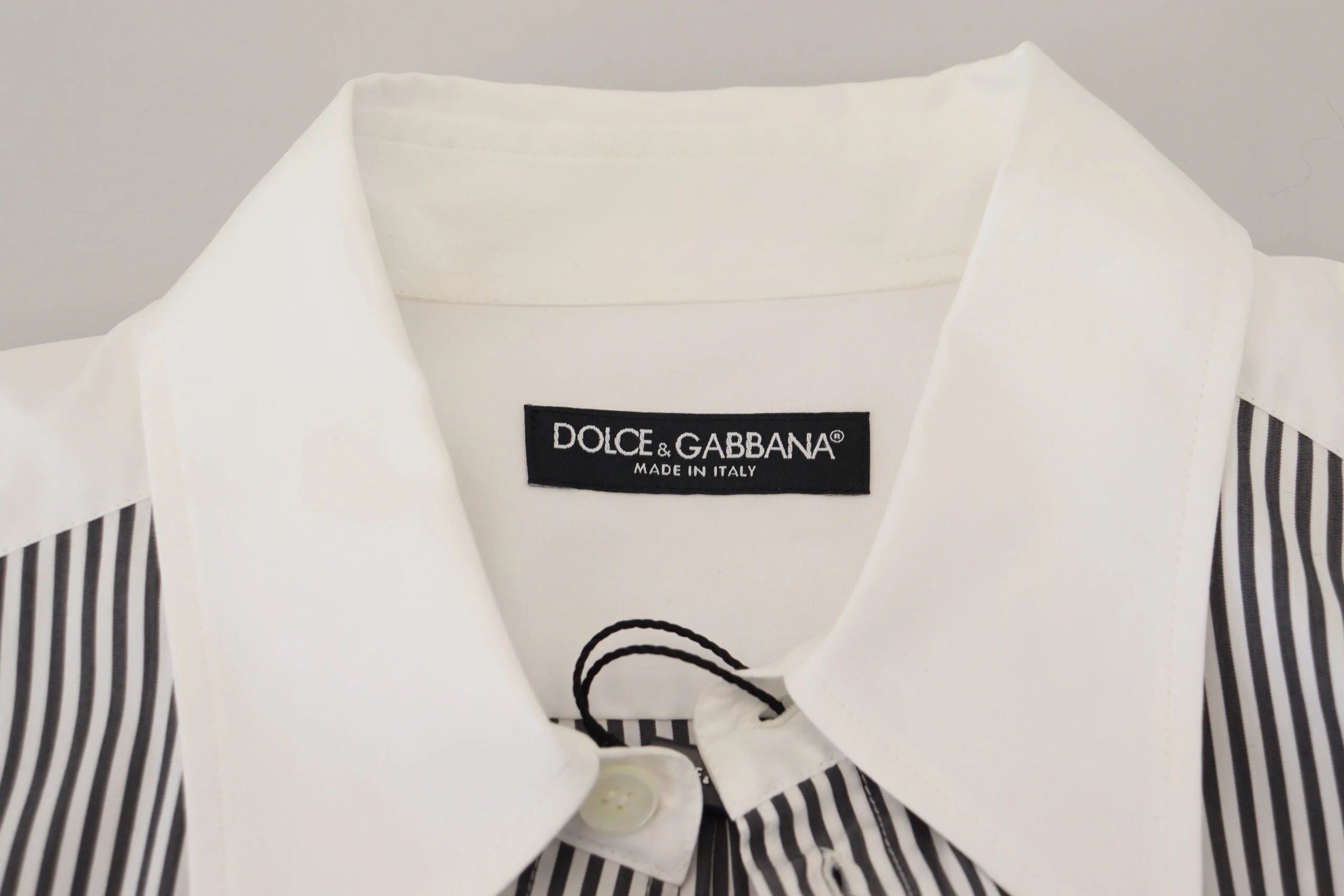 Dolce & Gabbana Black White Striped Printed Casual Cotton Shirt - IT41 | L - Shirts