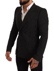 Dolce & Gabbana Black White Striped Slim Fit Coat Blazer - IT48 | M - Sport Jackets