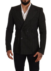 Dolce & Gabbana Black White Striped Slim Fit Coat Blazer - IT48 | M - Sport Jackets