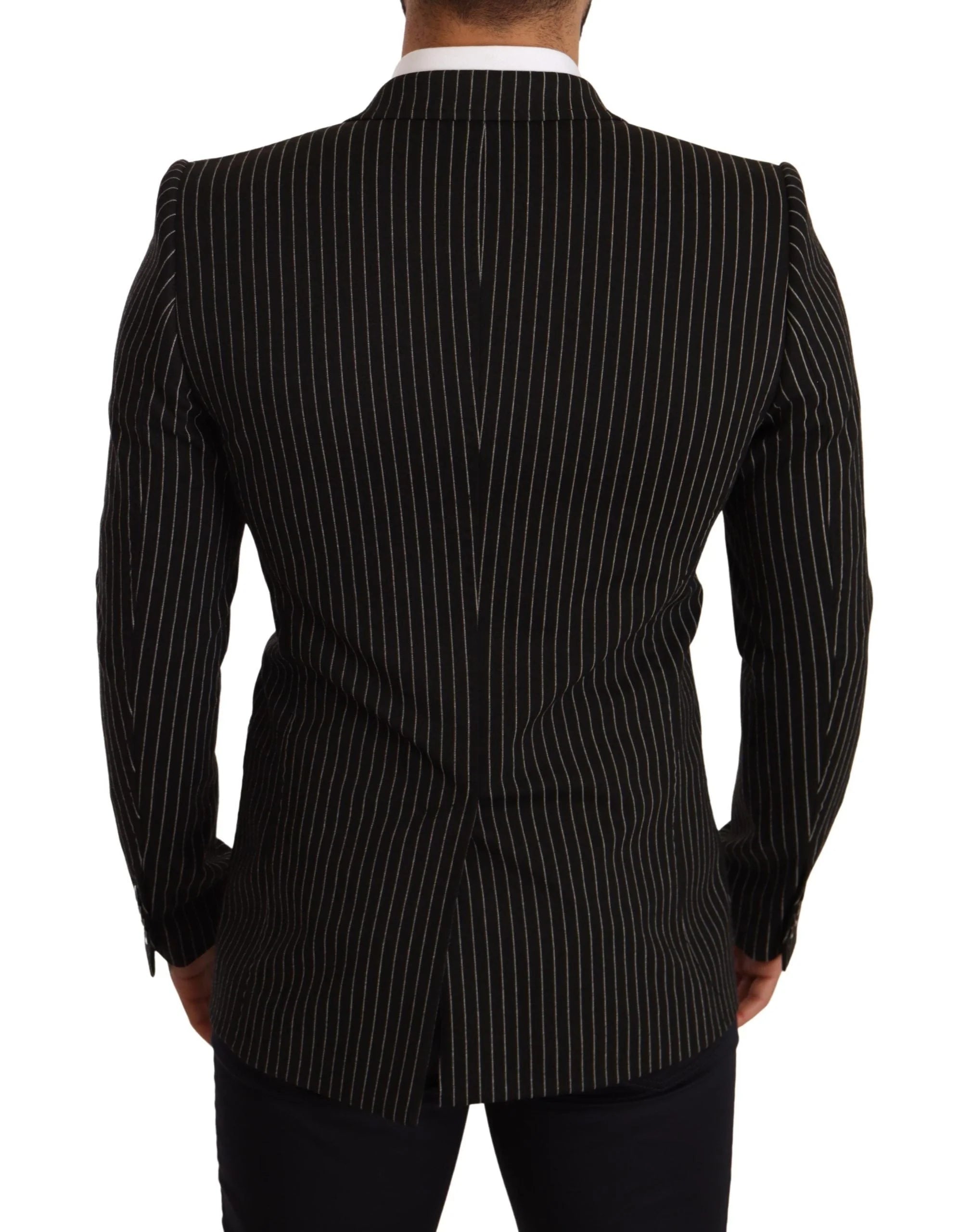 Dolce & Gabbana Black White Striped Slim Fit Coat Blazer - IT48 | M - Sport Jackets