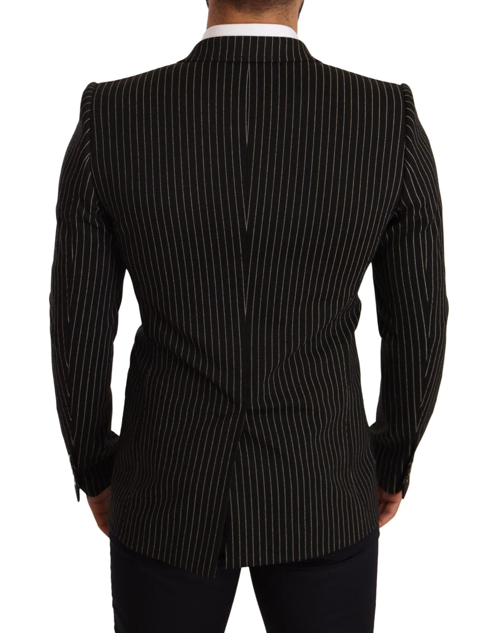 Dolce & Gabbana Black White Striped Slim Fit Coat Blazer - IT48 | M - Sport Jackets