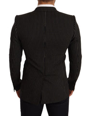 Dolce & Gabbana Black White Striped Slim Fit Coat Blazer - IT48 | M - Sport Jackets