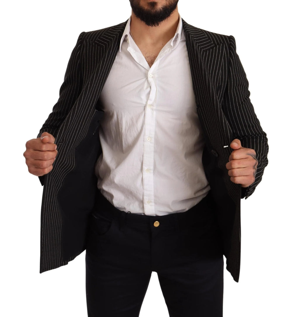 Dolce & Gabbana Black White Striped Slim Fit Coat Blazer - IT48 | M - Sport Jackets