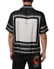 Dolce & Gabbana Black White StripeDot Print Casual Polo Shirt - IT38 | XS