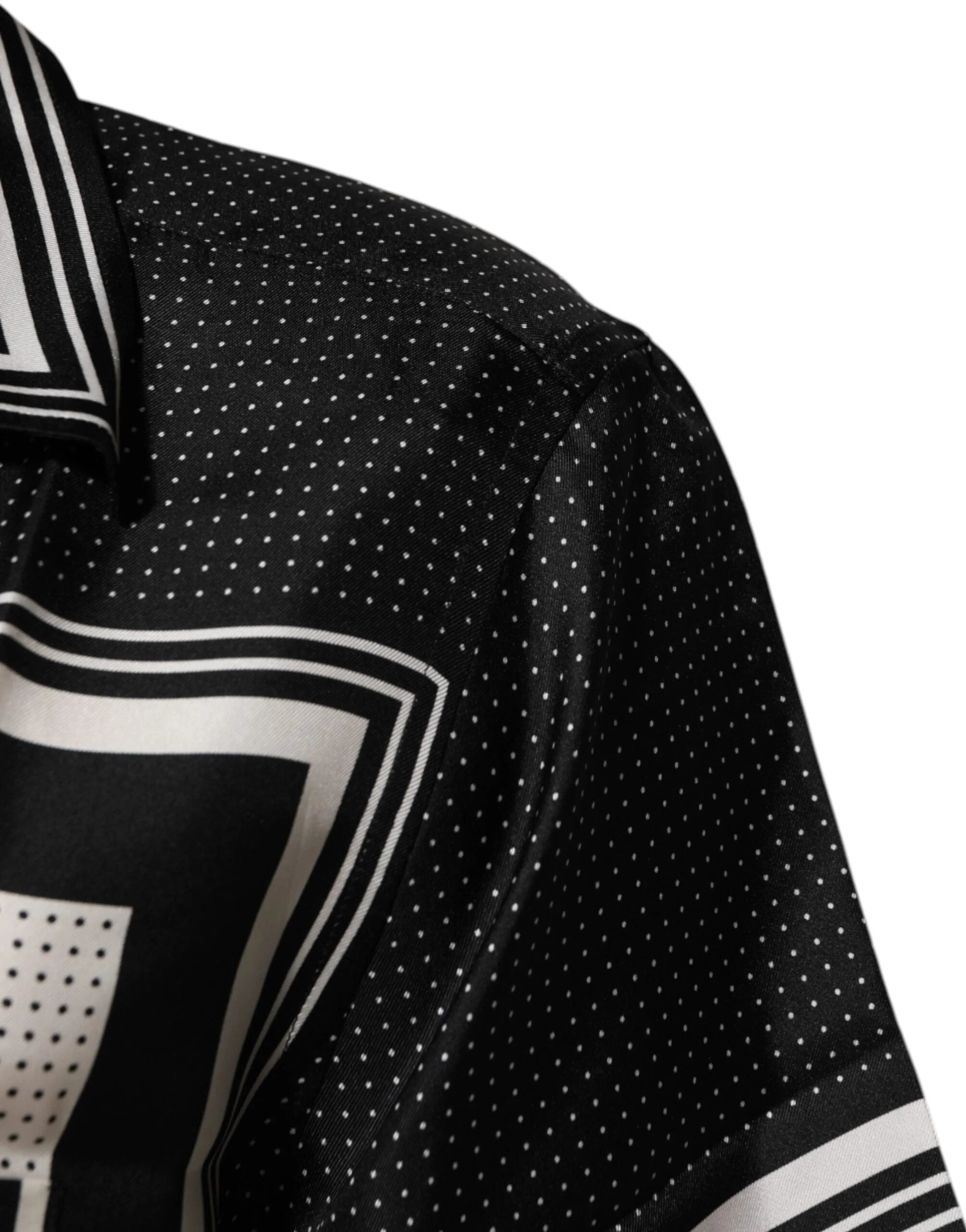 Dolce & Gabbana Black White StripeDot Print Casual Polo Shirt - IT38 | XS