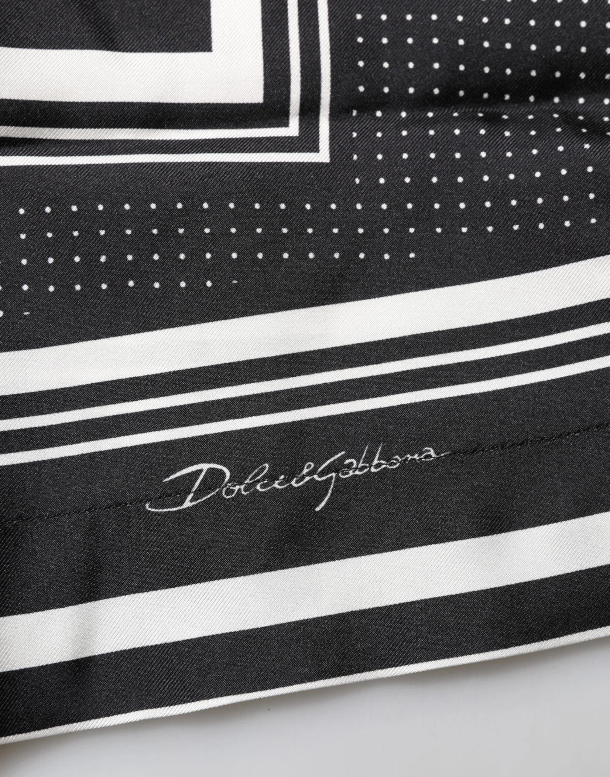 Dolce & Gabbana Black White StripeDot Print Casual Polo Shirt - IT38 | XS
