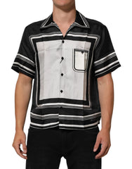 Dolce & Gabbana Black White StripeDot Print Casual Polo Shirt - IT38 | XS