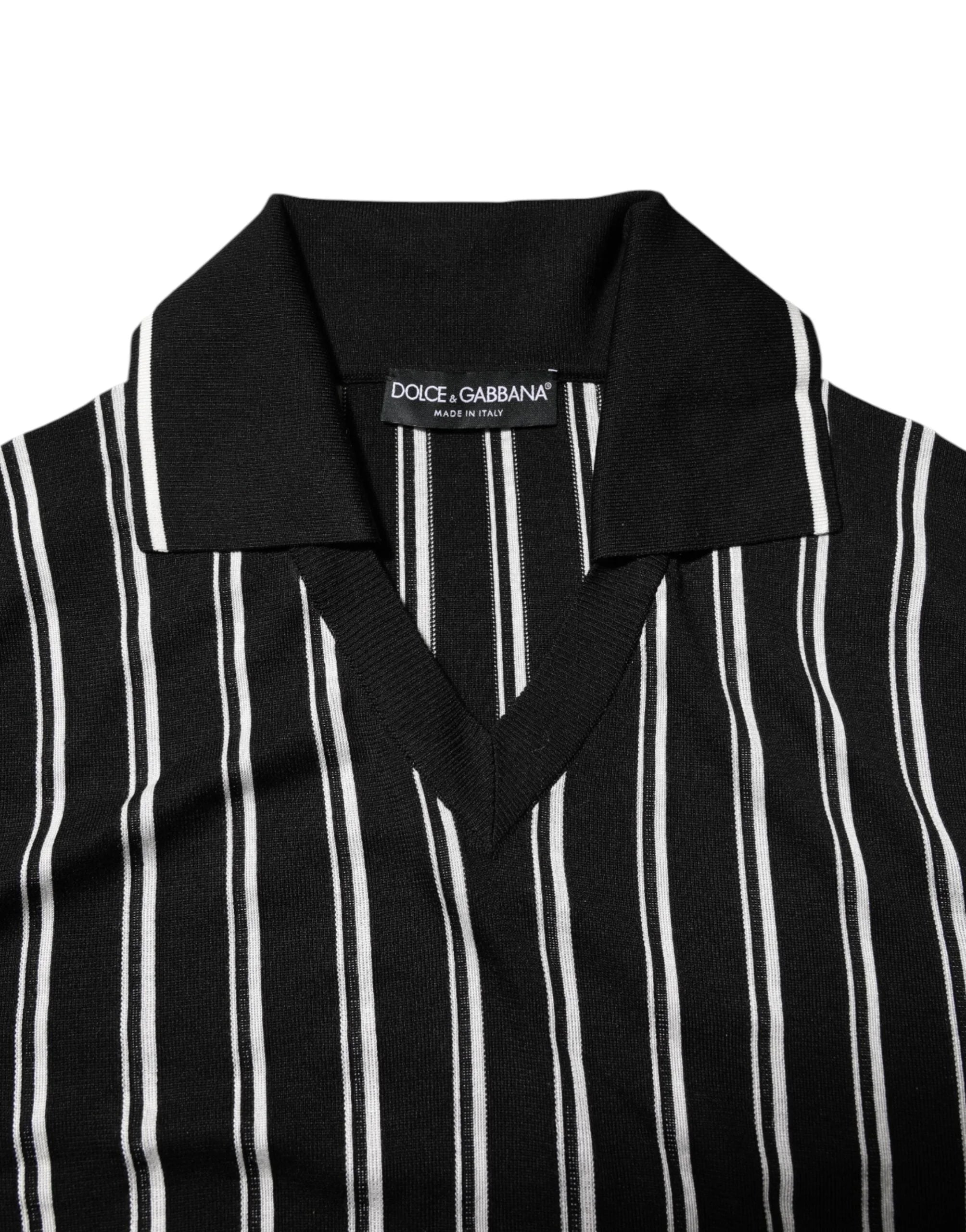 Dolce & Gabbana Black White Stripes Collared Polo T-shirt - IT44 | XS - Polos