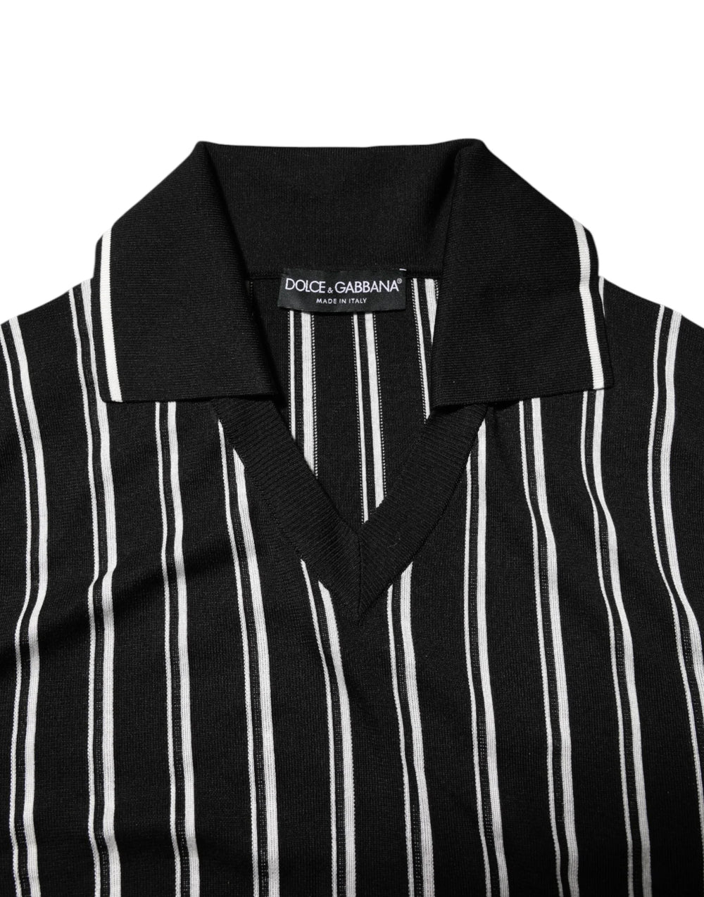 Dolce & Gabbana Black White Stripes Collared Polo T-shirt - IT44 | XS - Polos