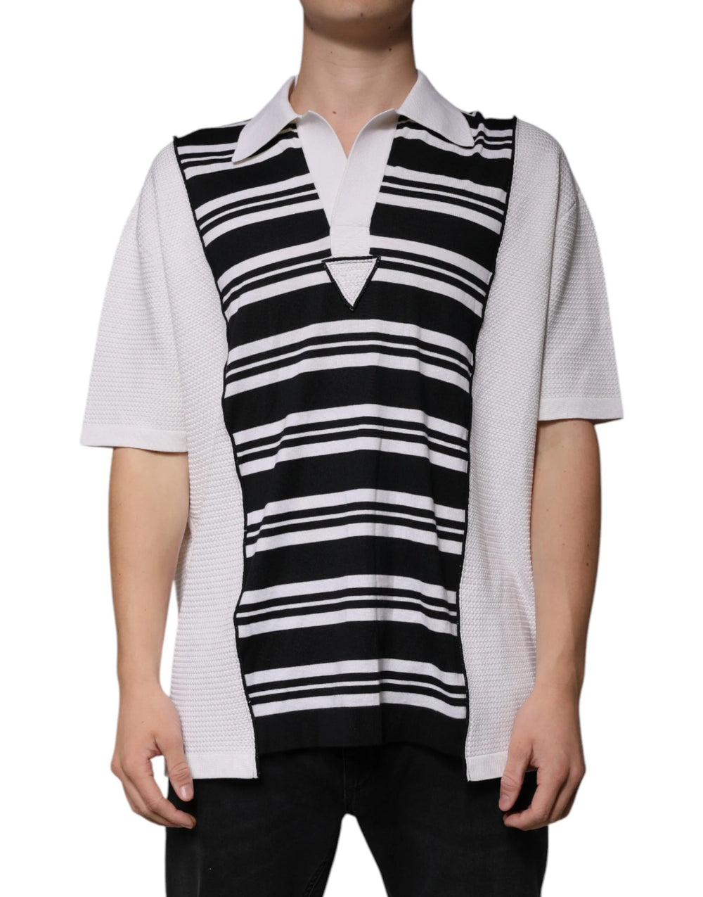 Dolce & Gabbana Black White Stripes Collared Polo T-shirt - IT52 | XL - Polos