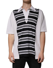 Dolce & Gabbana Black White Stripes Collared Polo T-shirt - IT52 | XL - Polos