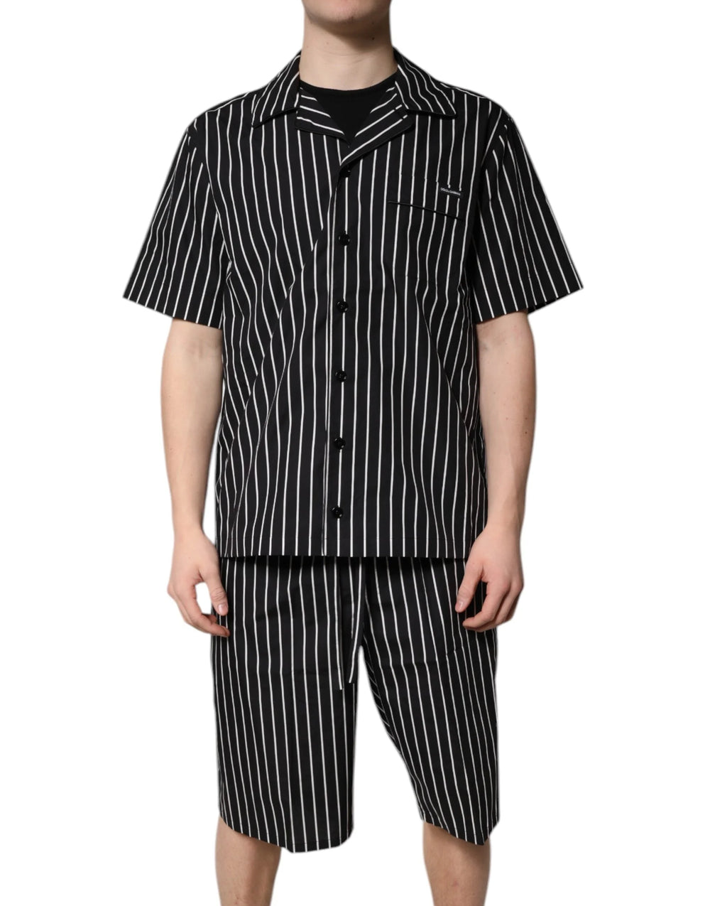 Dolce & Gabbana Black White Stripes Cotton Men Pajama Set Sleepwear - Pajamas