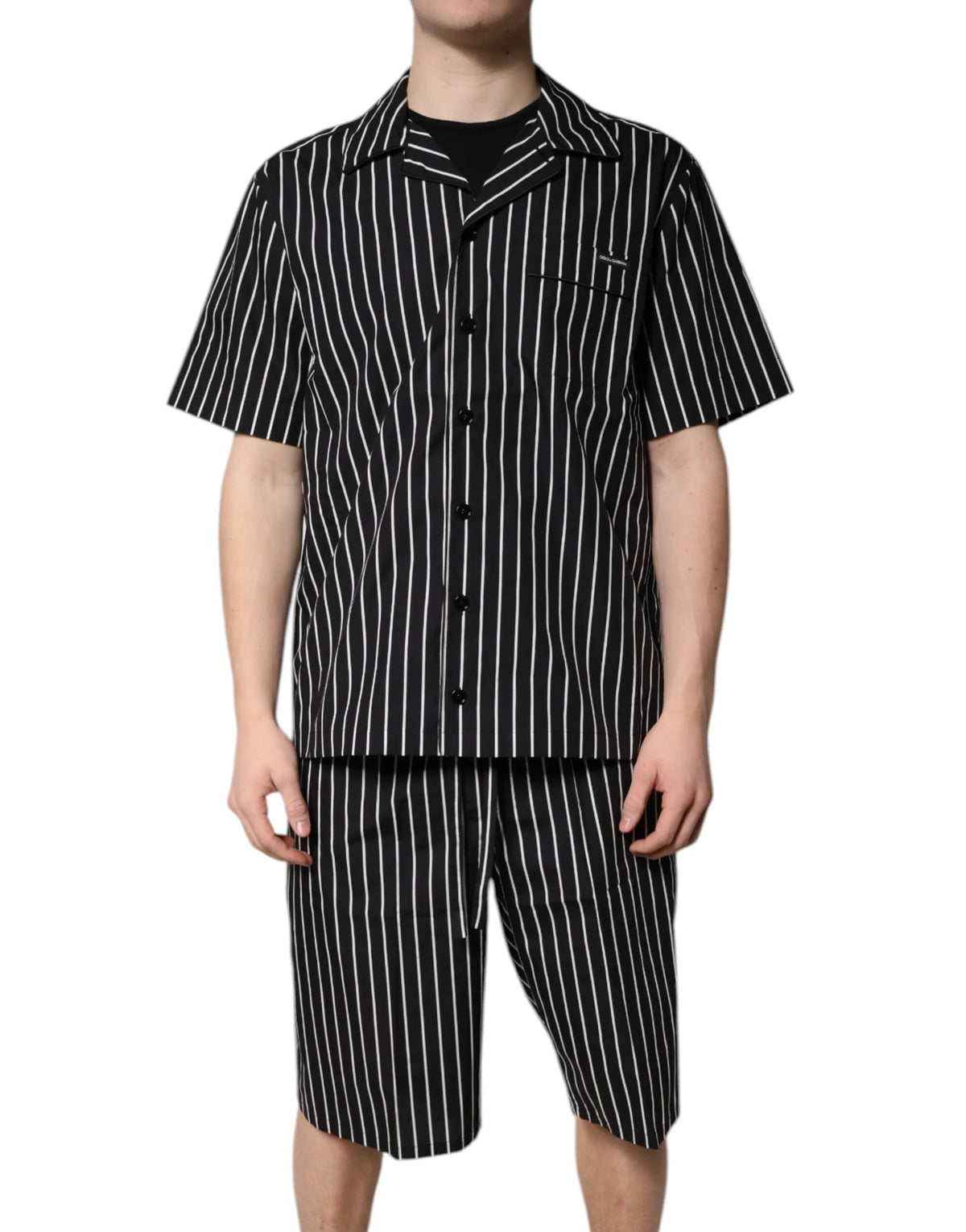 Dolce & Gabbana Black White Stripes Cotton Men Pajama Set Sleepwear - Pajamas