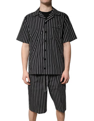 Dolce & Gabbana Black White Stripes Cotton Men Pajama Set Sleepwear - Pajamas