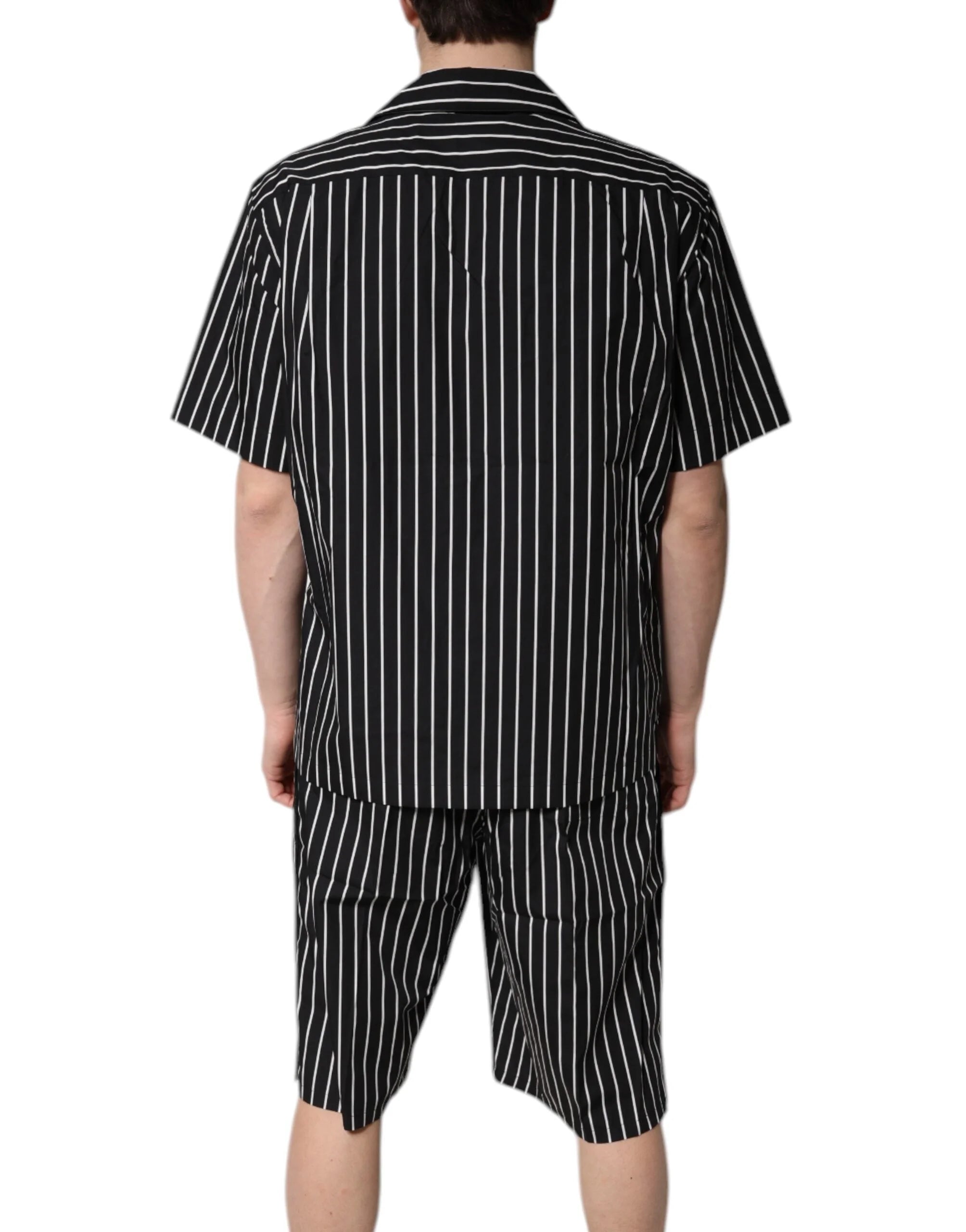 Dolce & Gabbana Black White Stripes Cotton Men Pajama Set Sleepwear - Pajamas