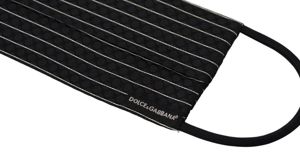Dolce & Gabbana Black White Stripes Elastic Ear Strap One Size Face Mask - Fashion Face Masks