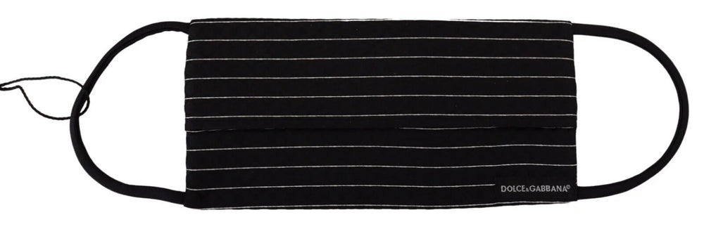 Dolce & Gabbana Black White Stripes Elastic Ear Strap One Size Face Mask - Fashion Face Masks