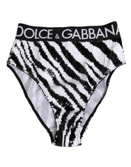 Dolce & Gabbana Black White Stripes High Waist Panty Underwear - IT2 | S