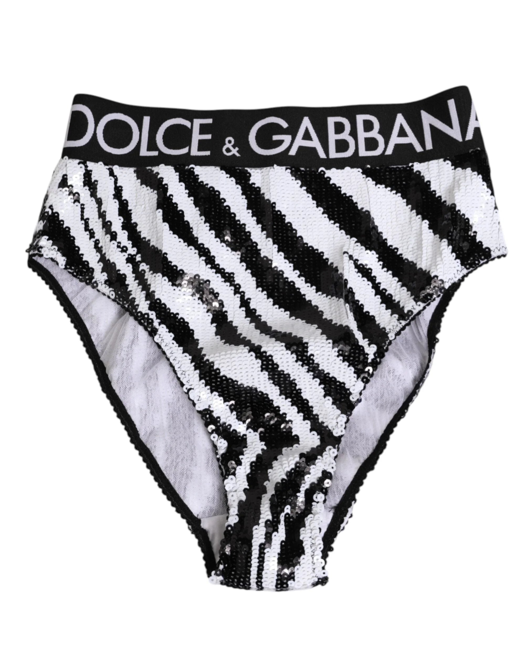 Dolce & Gabbana Black White Stripes High Waist Panty Underwear - IT2 | S