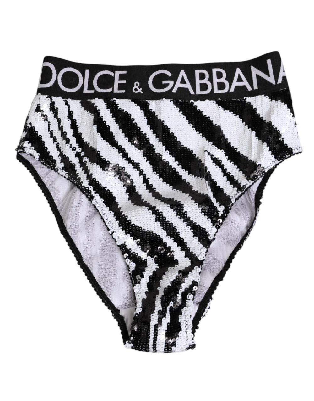 Dolce & Gabbana Black White Stripes High Waist Panty Underwear - IT2 | S