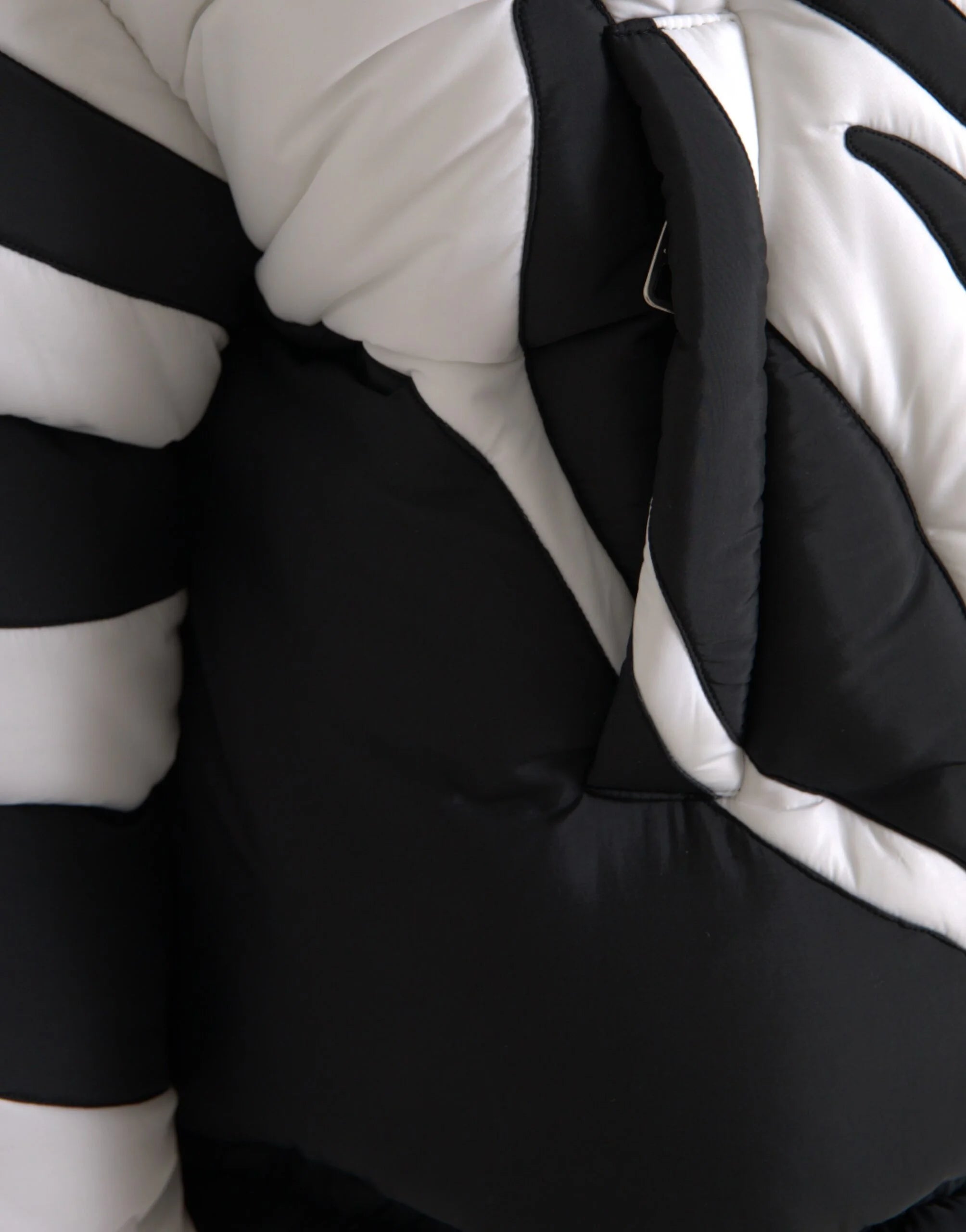 Dolce & Gabbana Black White Stripes Hooded Puffer Jacket - IT52 | XL - Puffer Jackets