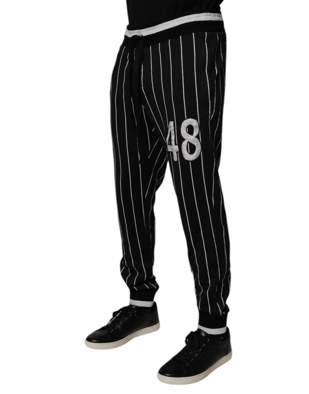 Dolce & Gabbana Black White Stripes Jogger Sweatpants Pants - IT52 | XL - Joggers