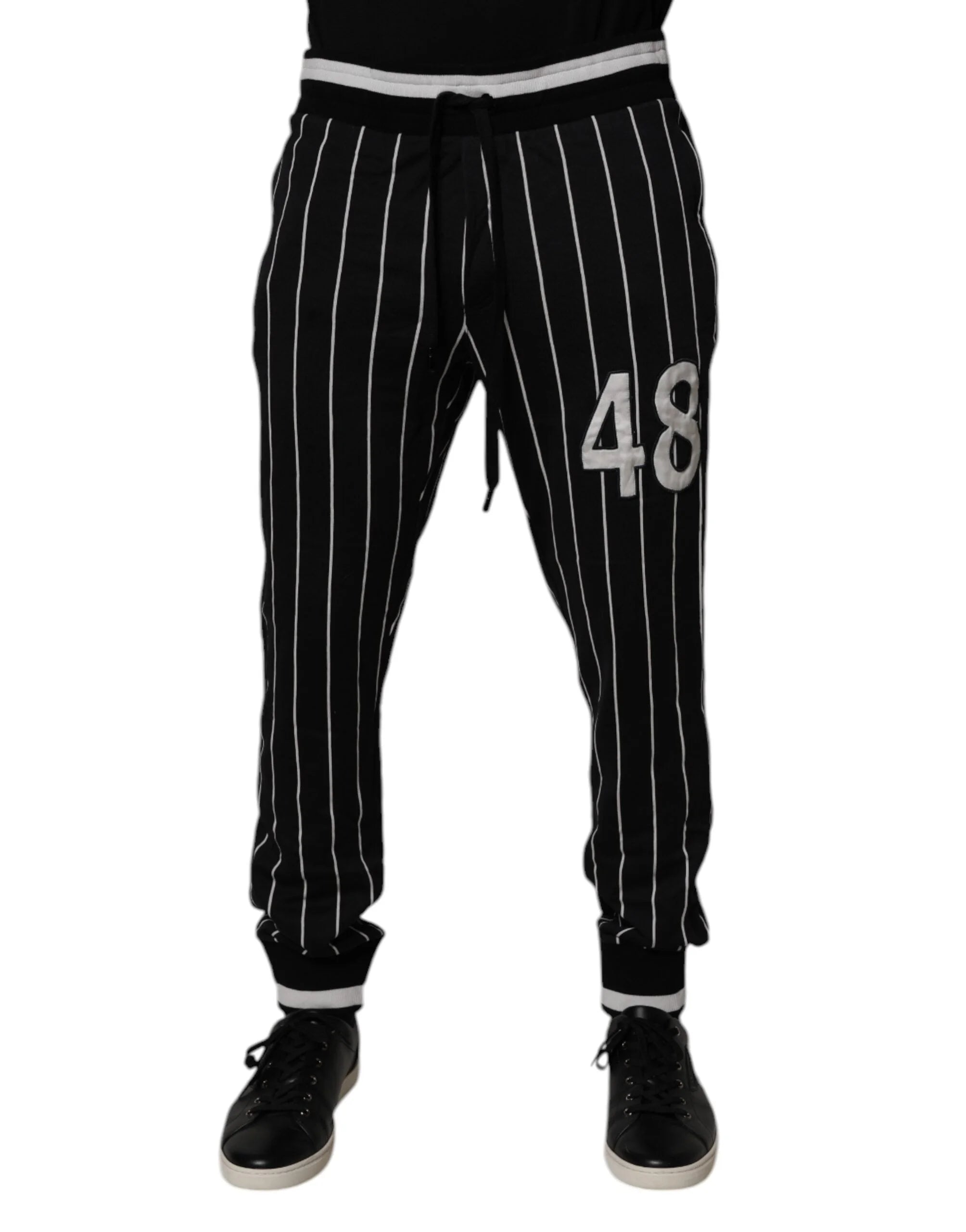 Dolce & Gabbana Black White Stripes Jogger Sweatpants Pants - IT52 | XL - Joggers
