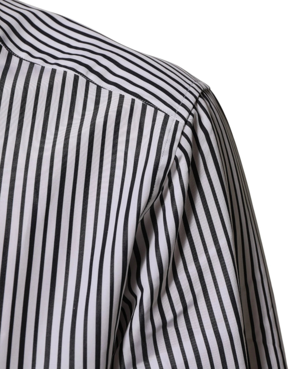 Dolce & Gabbana Black White Stripes Men GOLD Dress Shirt - IT42 | XL
