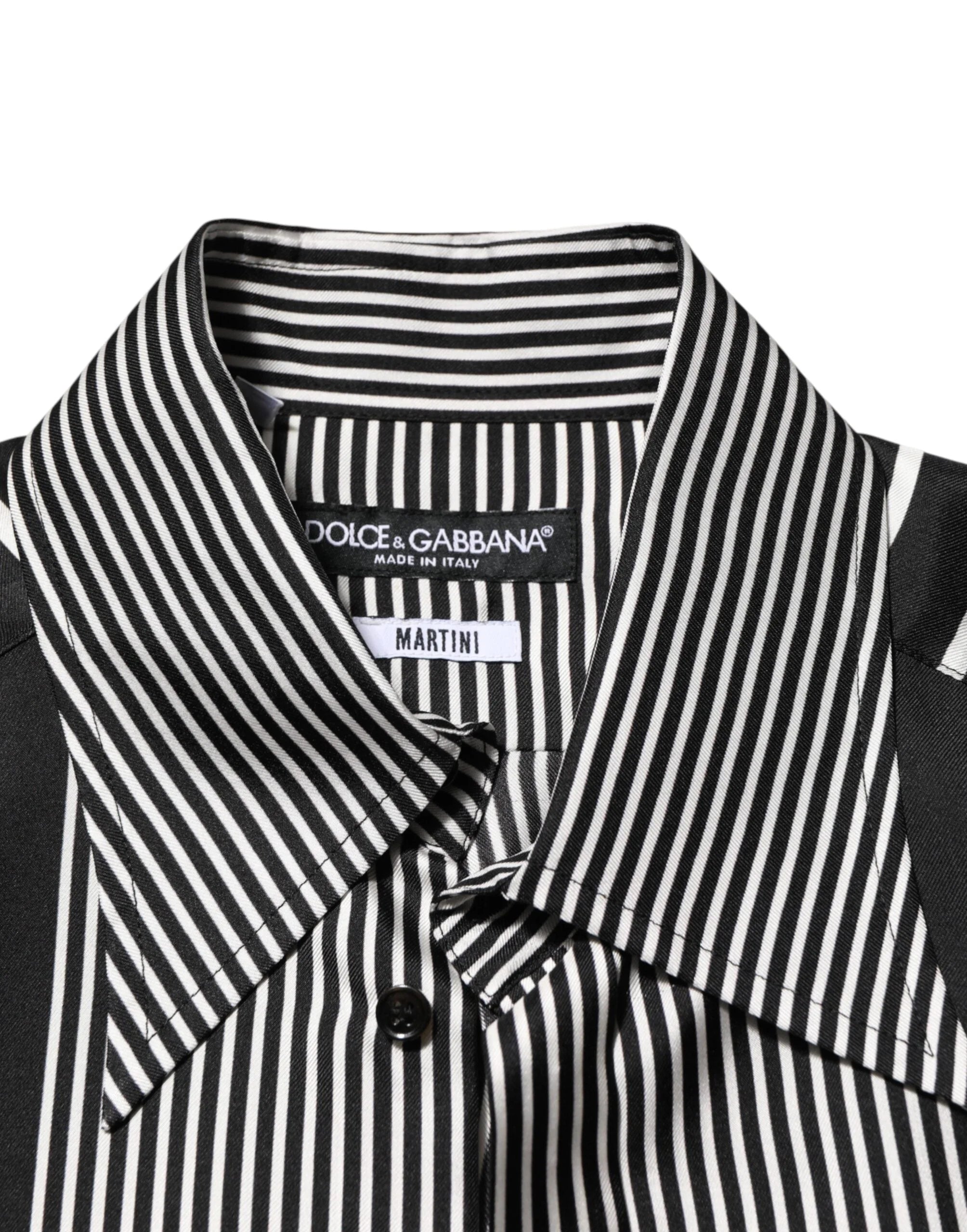Dolce & Gabbana Black White Stripes Men MARTINI Dress Shirt - IT39 | S - Shirts