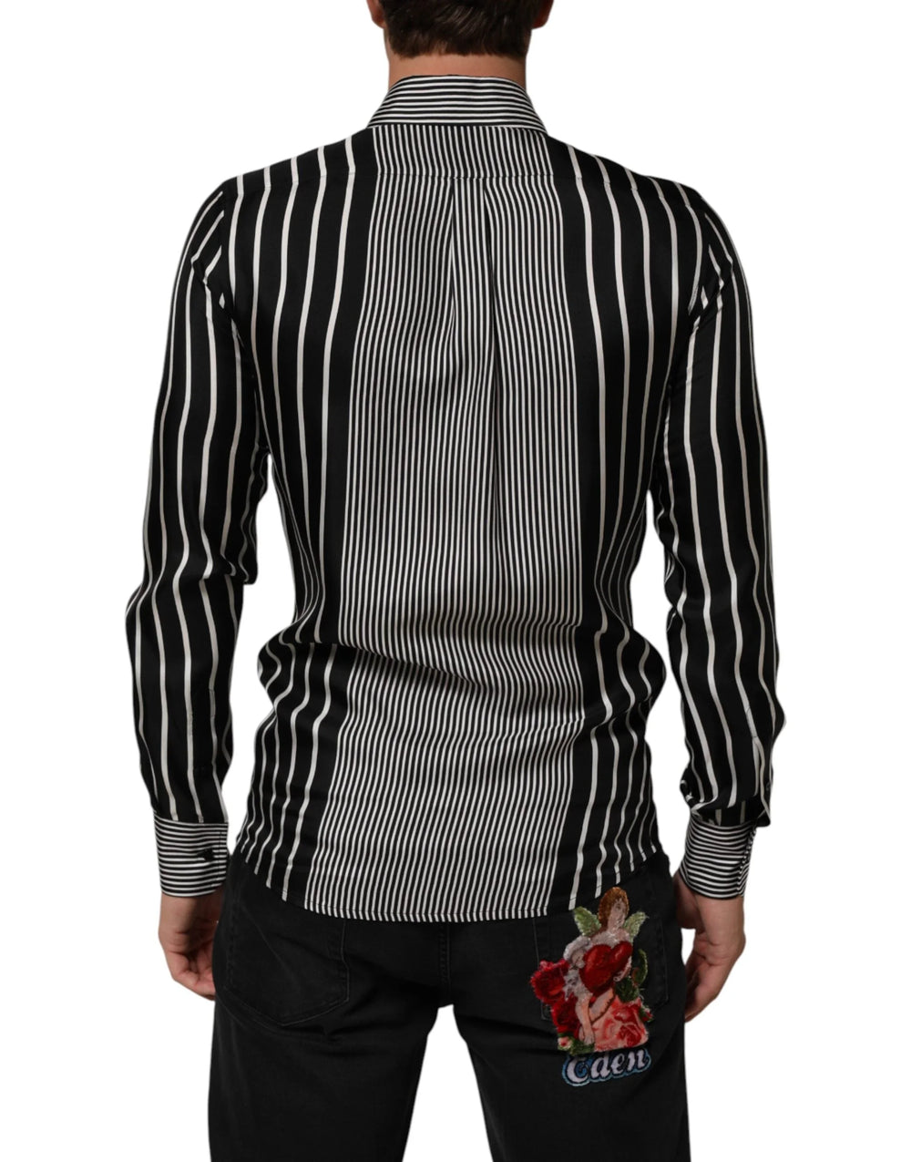 Dolce & Gabbana Black White Stripes Men MARTINI Dress Shirt - IT39 | S - Shirts