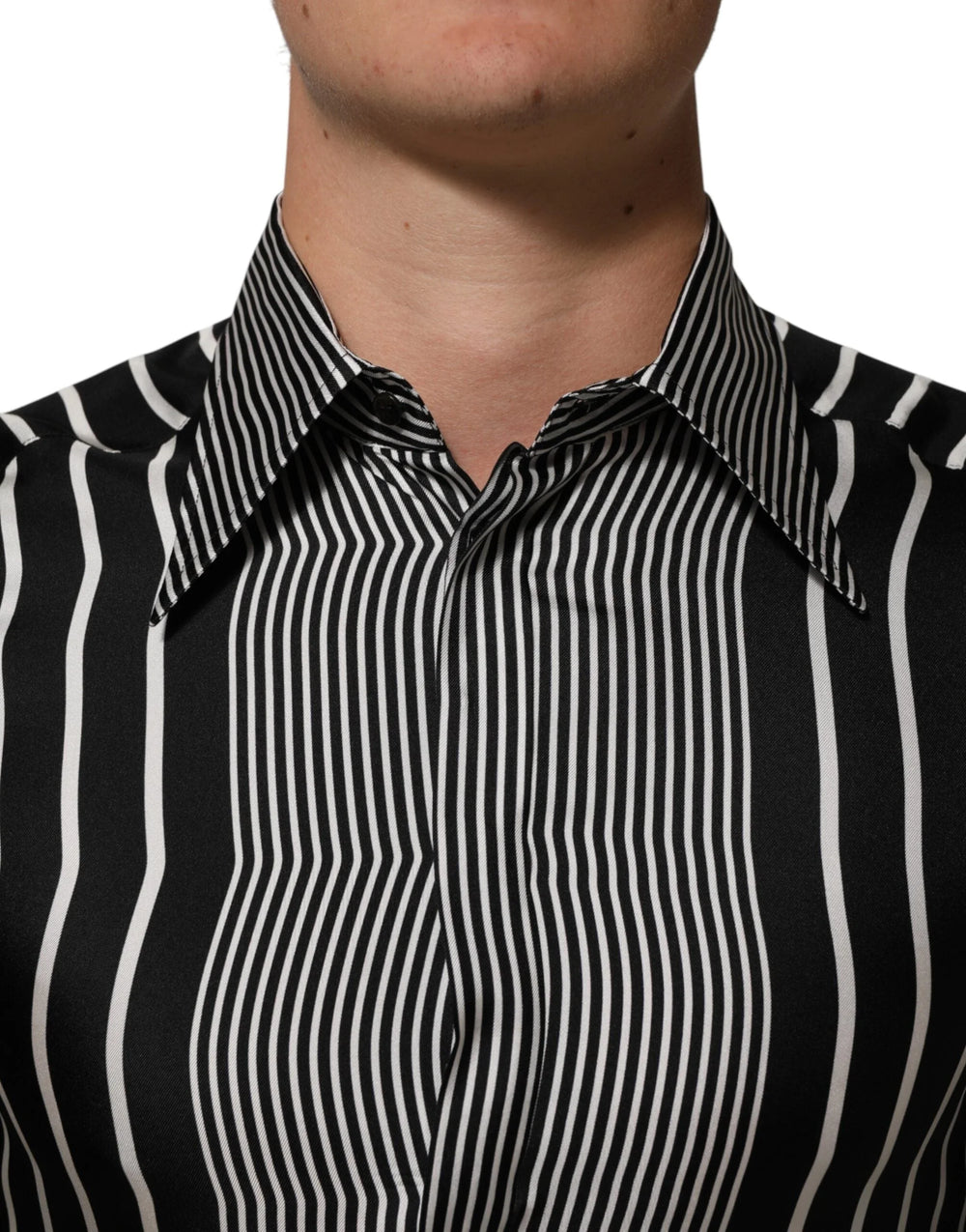 Dolce & Gabbana Black White Stripes Men MARTINI Dress Shirt - IT39 | S - Shirts