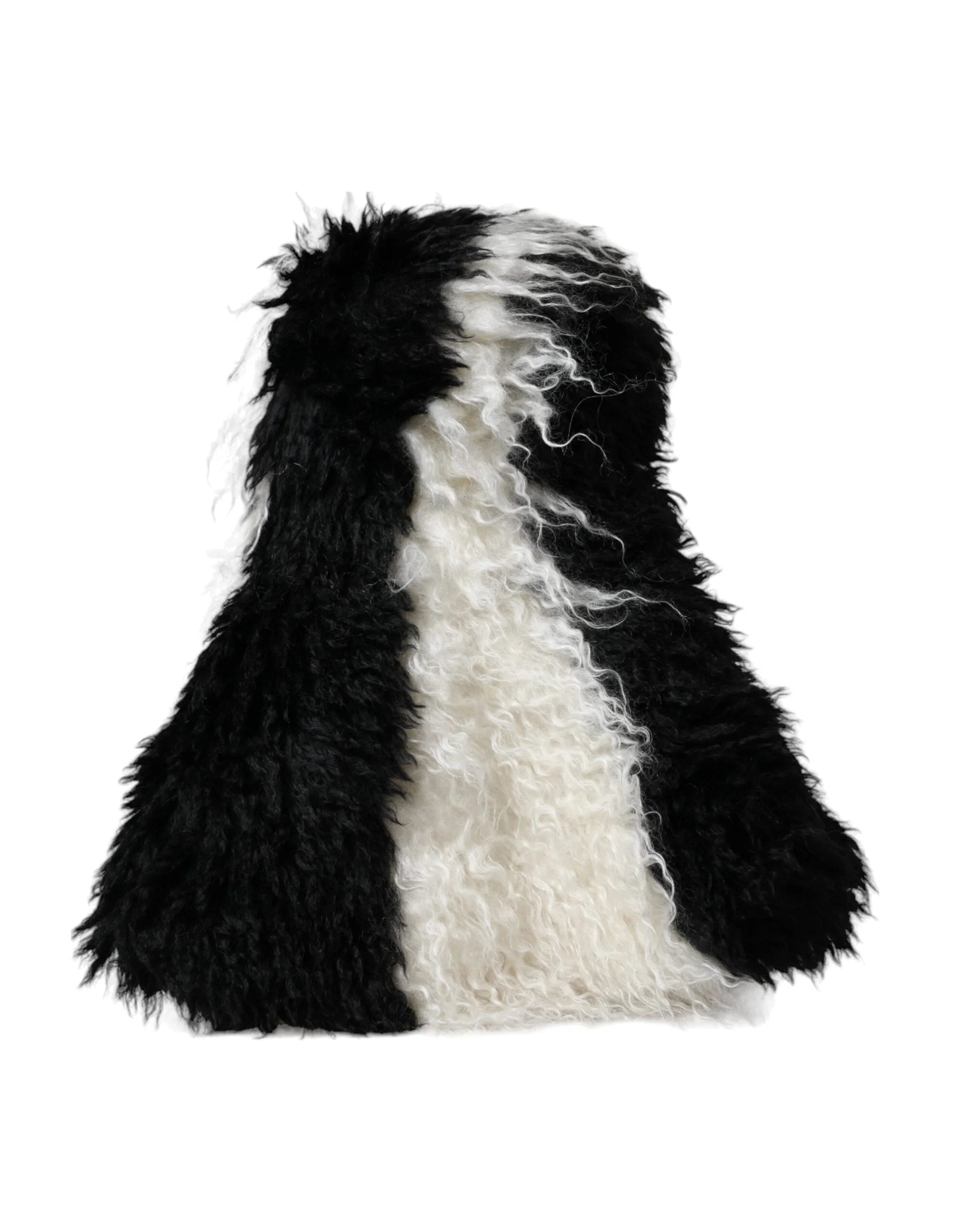 Dolce & Gabbana Black White Stripes Mohair Fur Bucket Hat - 57 cm|S - Bucket Hats