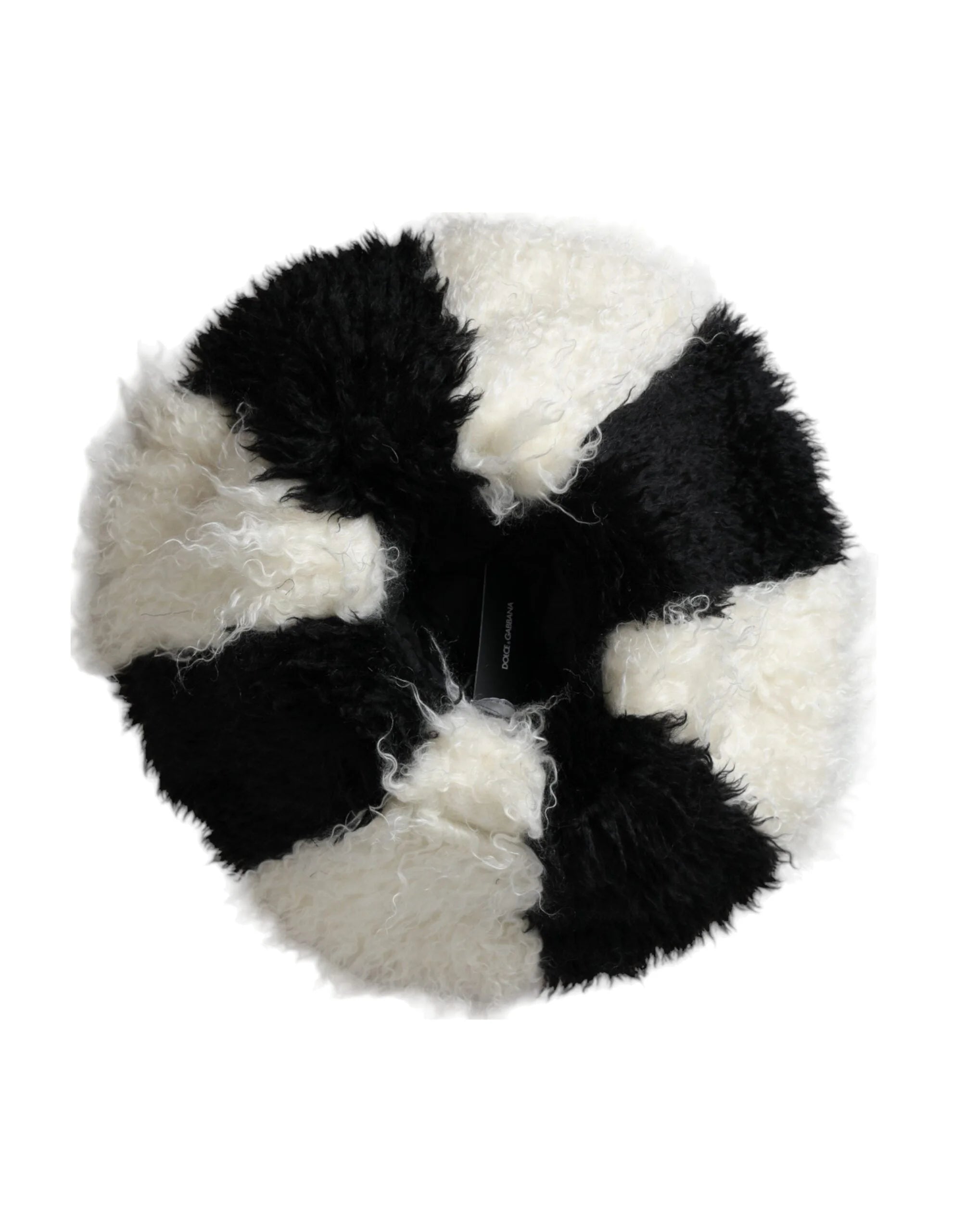 Dolce & Gabbana Black White Stripes Mohair Fur Bucket Hat - 57 cm|S - Bucket Hats