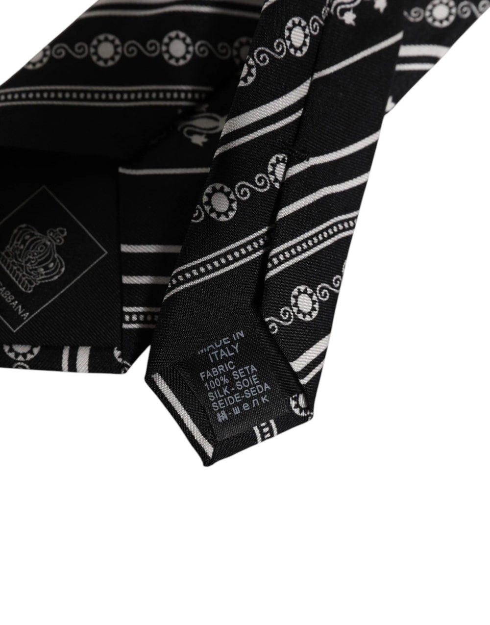 Dolce & Gabbana Black White Stripes Silk Adjustable Necktie Tie - Neckties