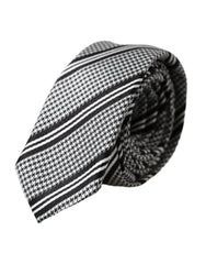 Dolce & Gabbana Black White Stripes Silk Adjustable Tie - Neckties