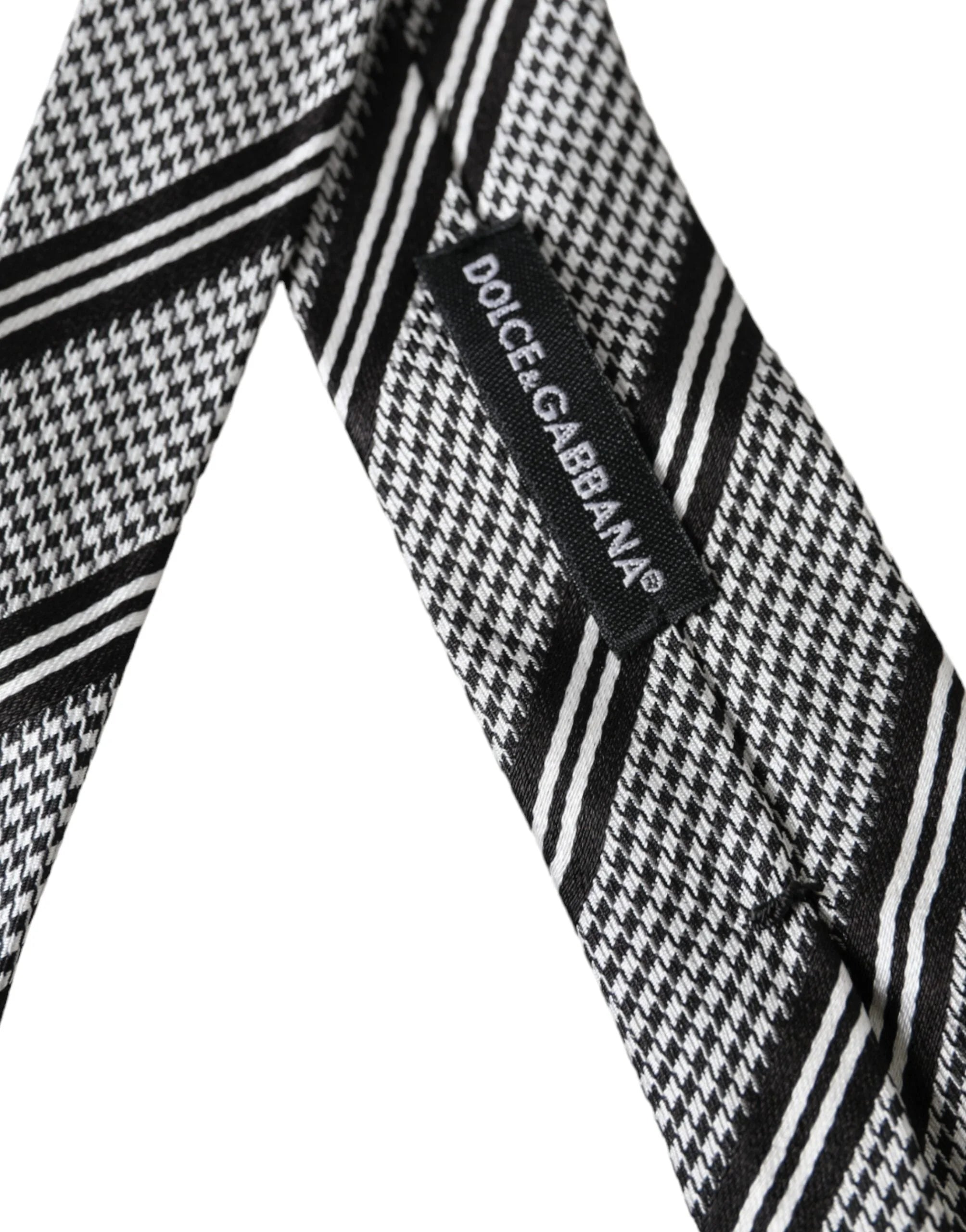 Dolce & Gabbana Black White Stripes Silk Adjustable Tie - Neckties