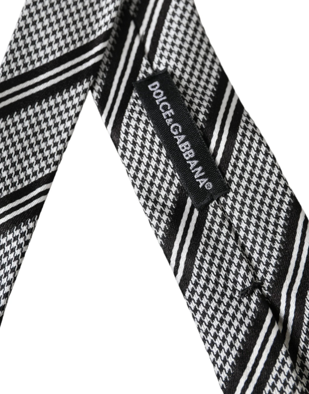 Dolce & Gabbana Black White Stripes Silk Adjustable Tie - Neckties