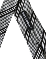 Dolce & Gabbana Black White Stripes Silk Adjustable Tie - Neckties