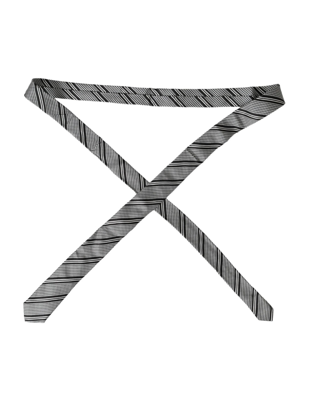 Dolce & Gabbana Black White Stripes Silk Adjustable Tie - Neckties