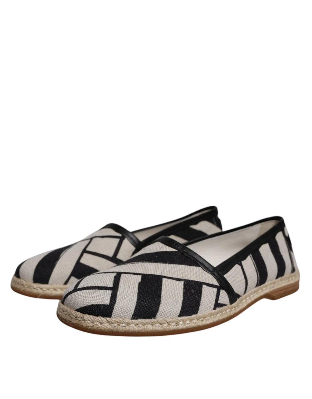 Dolce & Gabbana Black White Stripes Slip On Espadrille Shoes - EU41.5/US8.5 - Flats